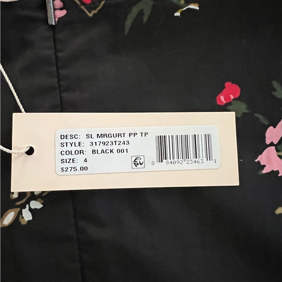 Rebecca Taylor Sleeveless Floral Top Black size 4 Small - Picture 3 of 4